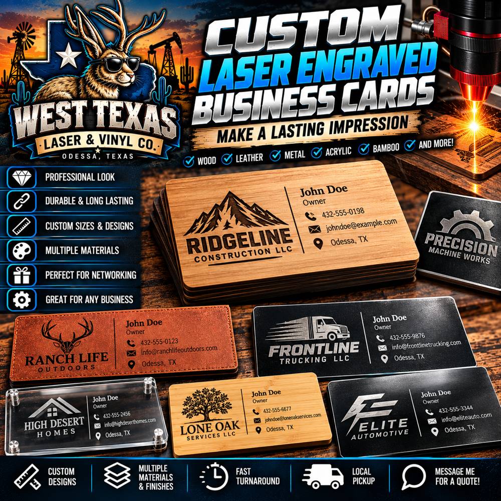 Custom laser-engraved business cards flyer